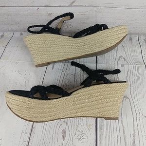 Via Spiga Black Platform Espadrilles Wedges 9.5M